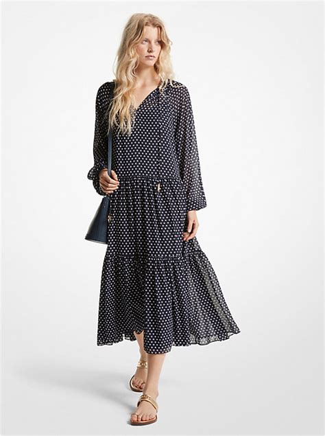 michael kors polka dot dress|Polka Dot Georgette Tiered Midi Dress .